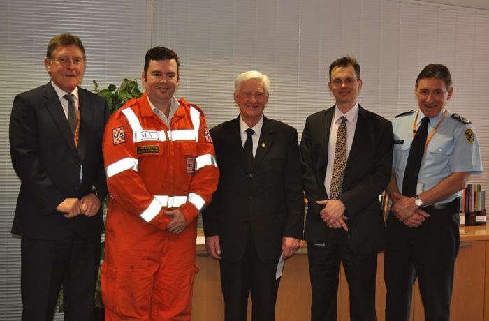 John Coustley from Commercial Travellers Association gave VICSES a cheque for $50,000.