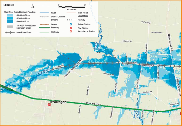 Moe River Flats Flood Guide map
