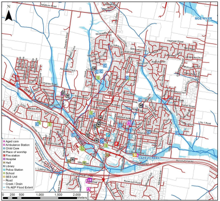 Warragul flood guide map.