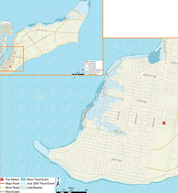 Raymond Island flood map