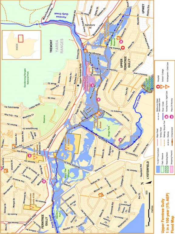 Upper Ferntree Gully flood guide map