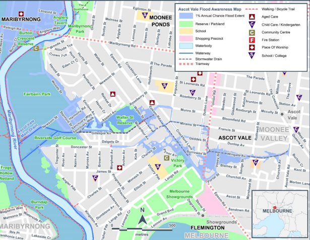 ascot vale flood map