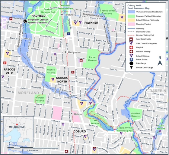 coburg North flood map