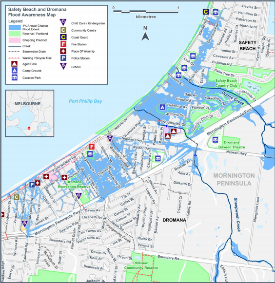 Dromana & Safety Beach flood map