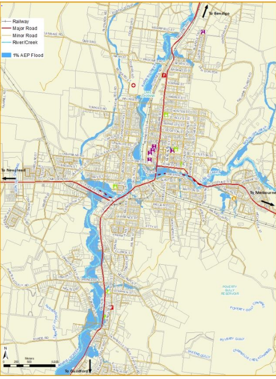 Castlemaine, Campbells Creek, Chewton flood map
