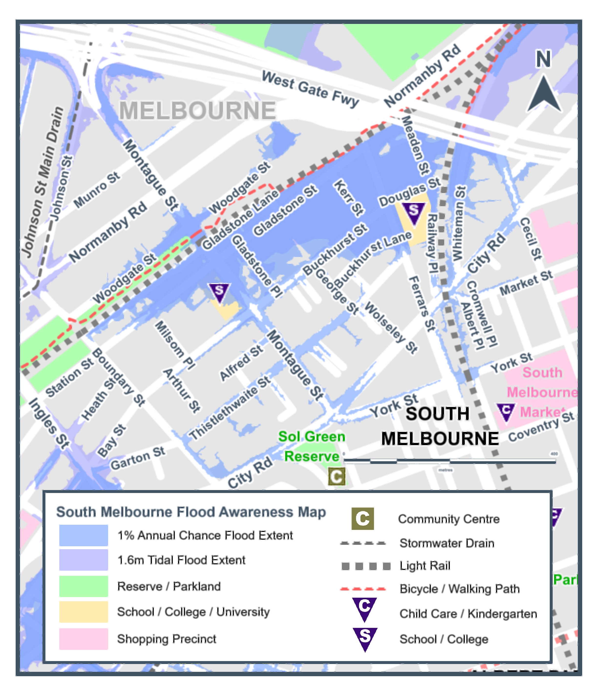 South Melbourne flood map