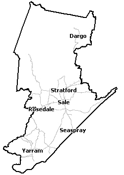 Wellington Shire Council municipal map.